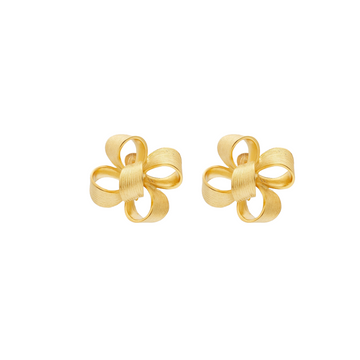 Large Gold Bow Clip Earring