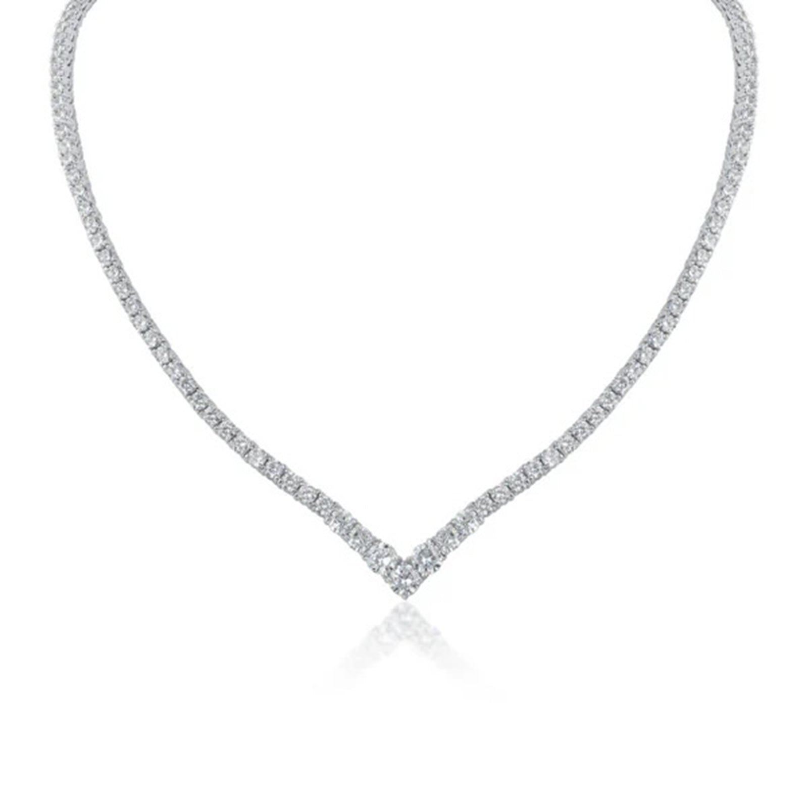 V Front Tennis Necklace