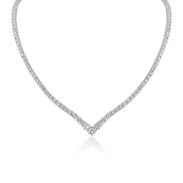 V Front Tennis Necklace
