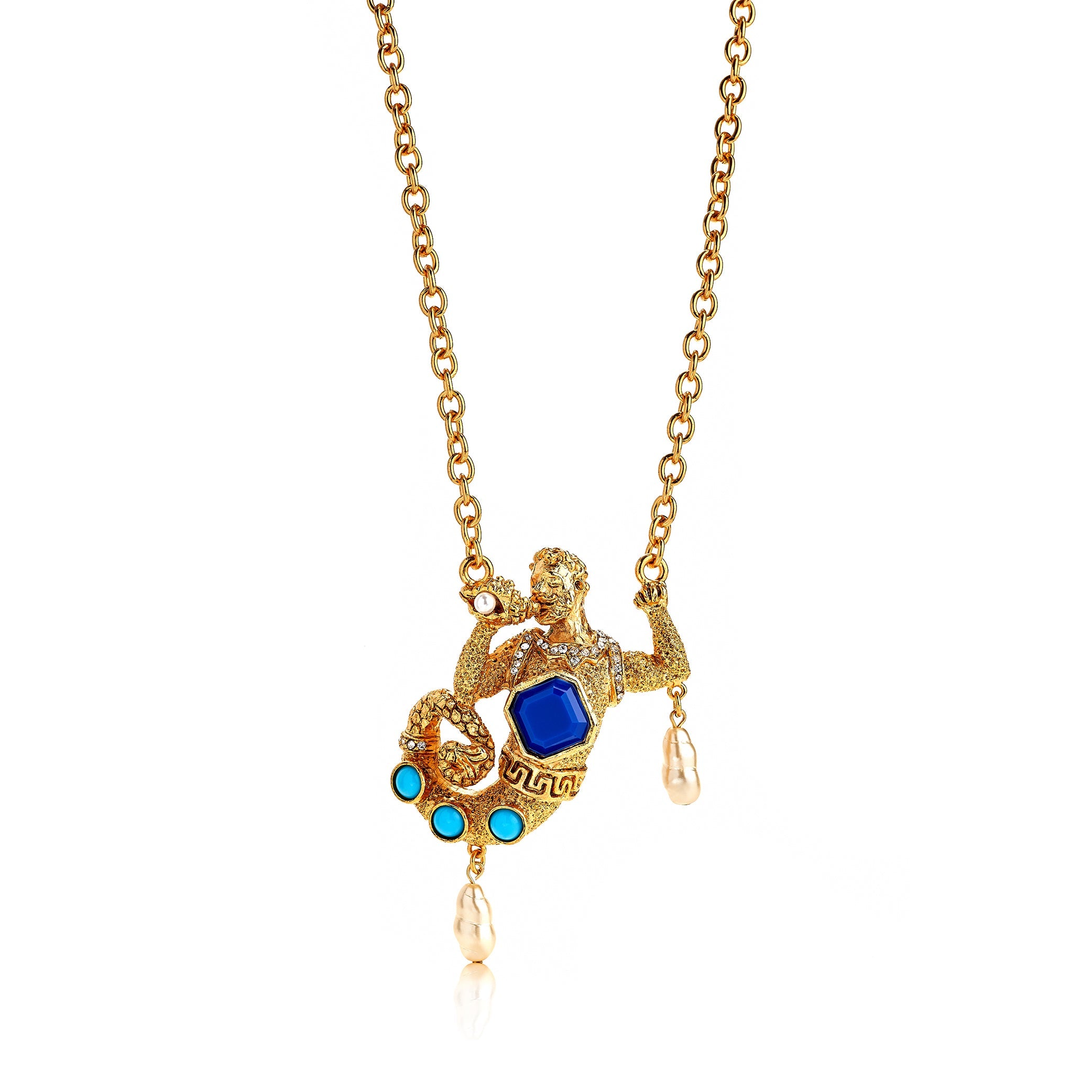Vintage Merman Pendant Necklace - Lapis