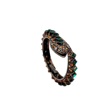 Vintage Gunmetal & Topaz Snake Bracelet