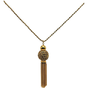 Vintage Gold with Topaz Disco Ball Tassel Necklace