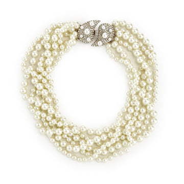 Vintage Pearl Paisley Clasp Necklace