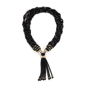Vintage Jet Bead and Rhinestone Necklace
