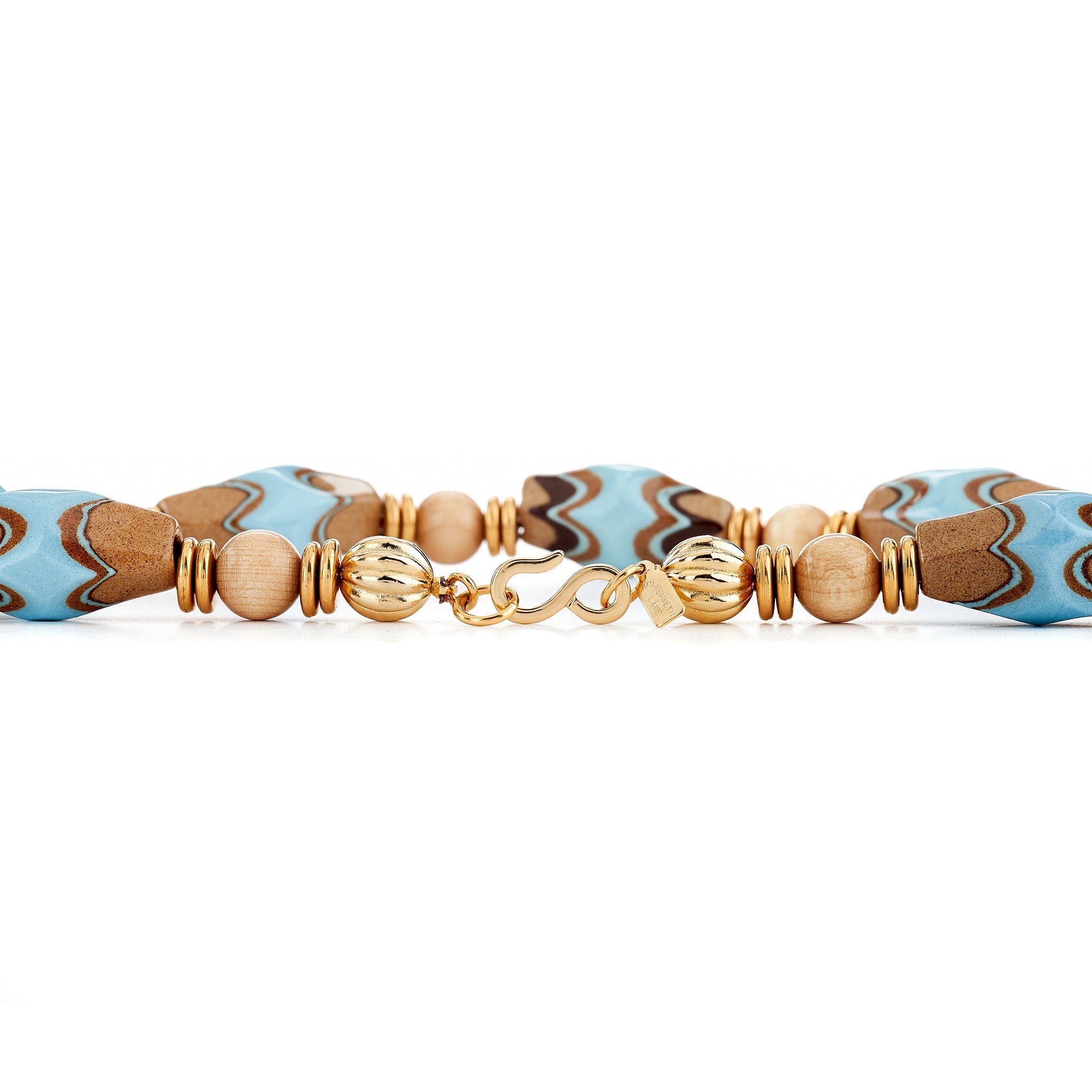 Vintage Wood and Turquoise Bead Necklace