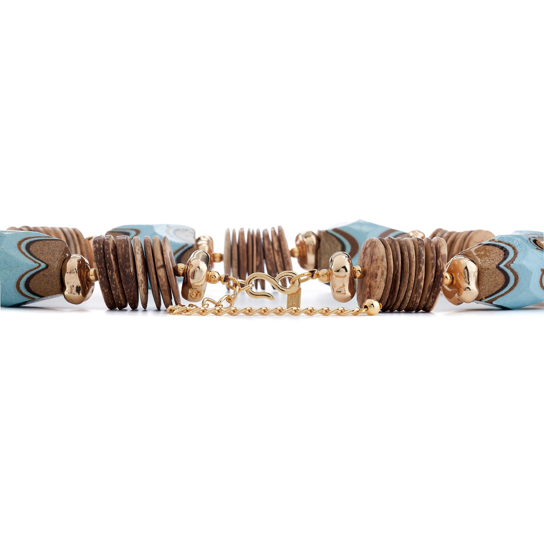 Vintage Wood and Turquoise Bead Necklace